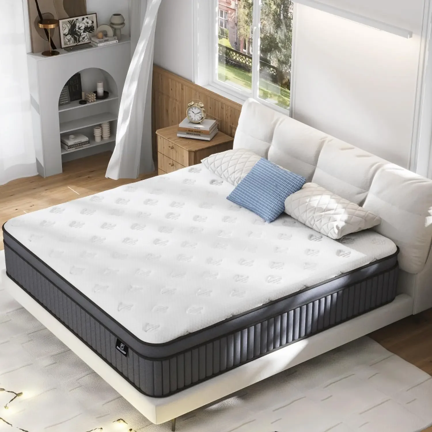 King Size Mattress  Upgrade Strengthen 12 Inch Firm Hybrid King Mattress in a Box Mattress King Size With Memory Foam