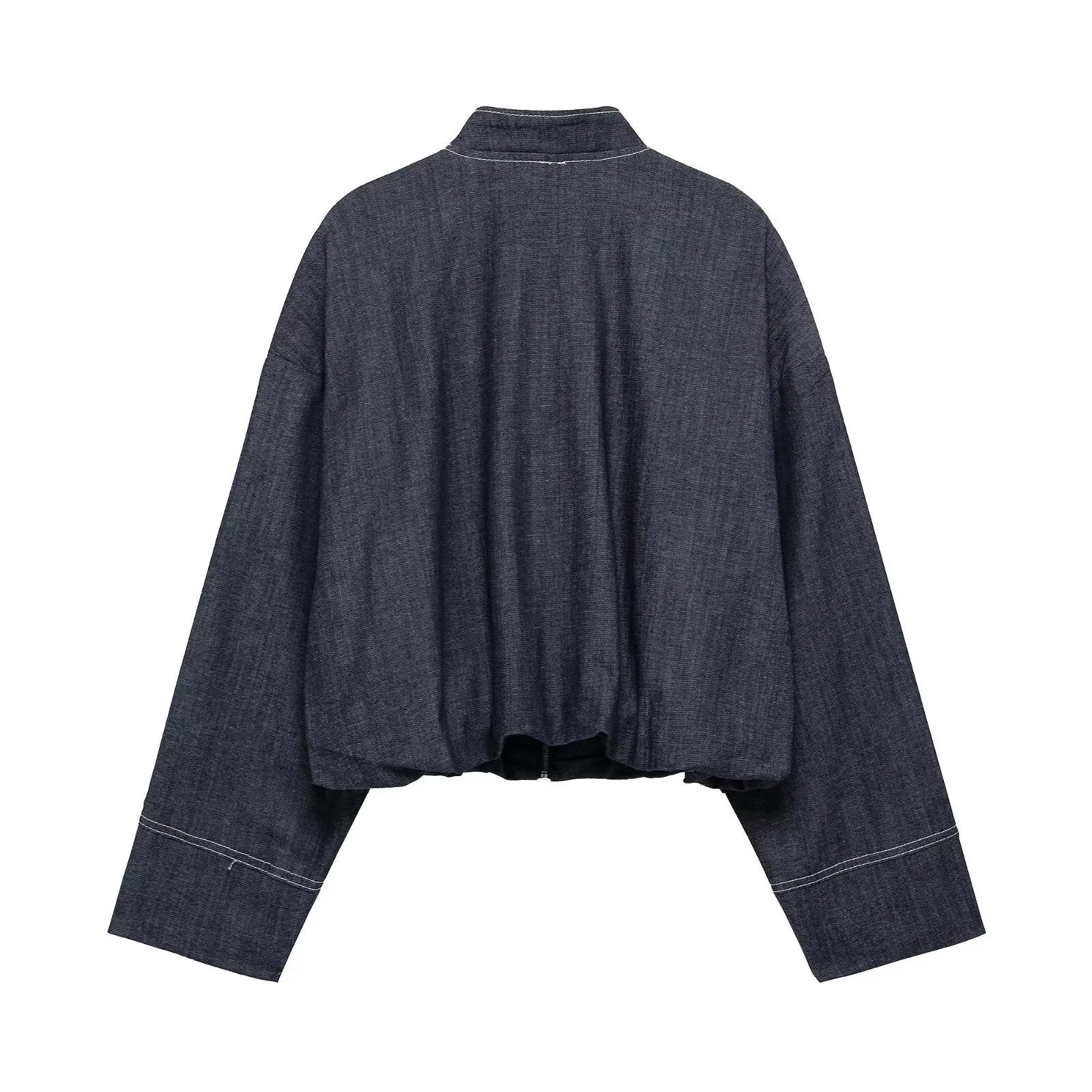 HH Frauen Mode Denim Jacke Röcke Sets O Hals Lange Sleeve Zipper Mantel Hohe Taille Schlank Mini Rock Casual Weibliche Streetwear – Detail 5