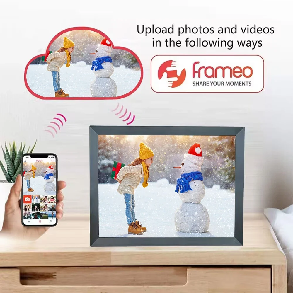 Smart Cloud Touch Screen WIFI Frameo App Send Photos From Mobile 15 Inch Digital Photo Picture Frame