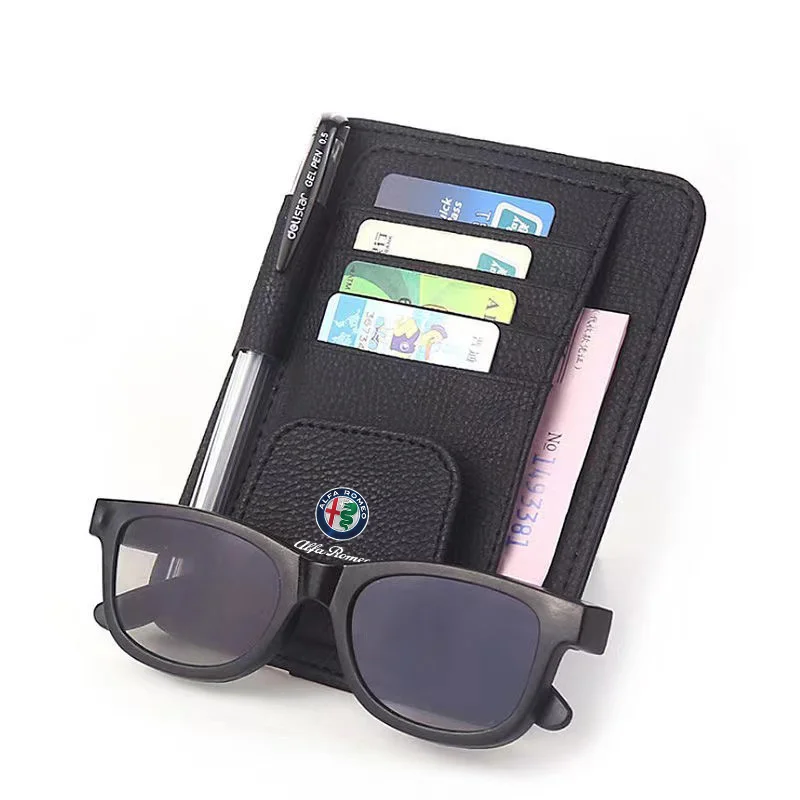 Car Sun Visor Organizer Multi-Pocket Card Glasses Storage Holder for Alfa Romeo AlfaRomeo Giulietta 159 Giulia 147 Mito 156