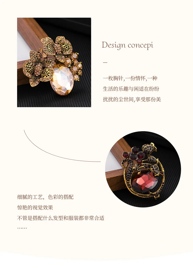 Advanced crystal brooch, women's hand-held flower, wedding decoration, chest suit accessories, brooch ornaments0