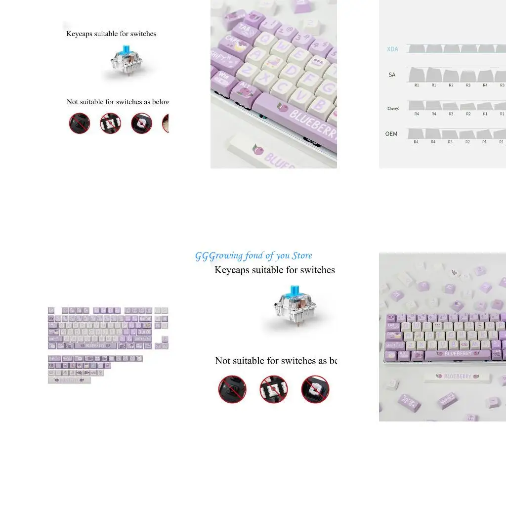 

H9EB Keycaps 133Keys XDA Profile Blueberry Keycap For Mechanical Keyboard