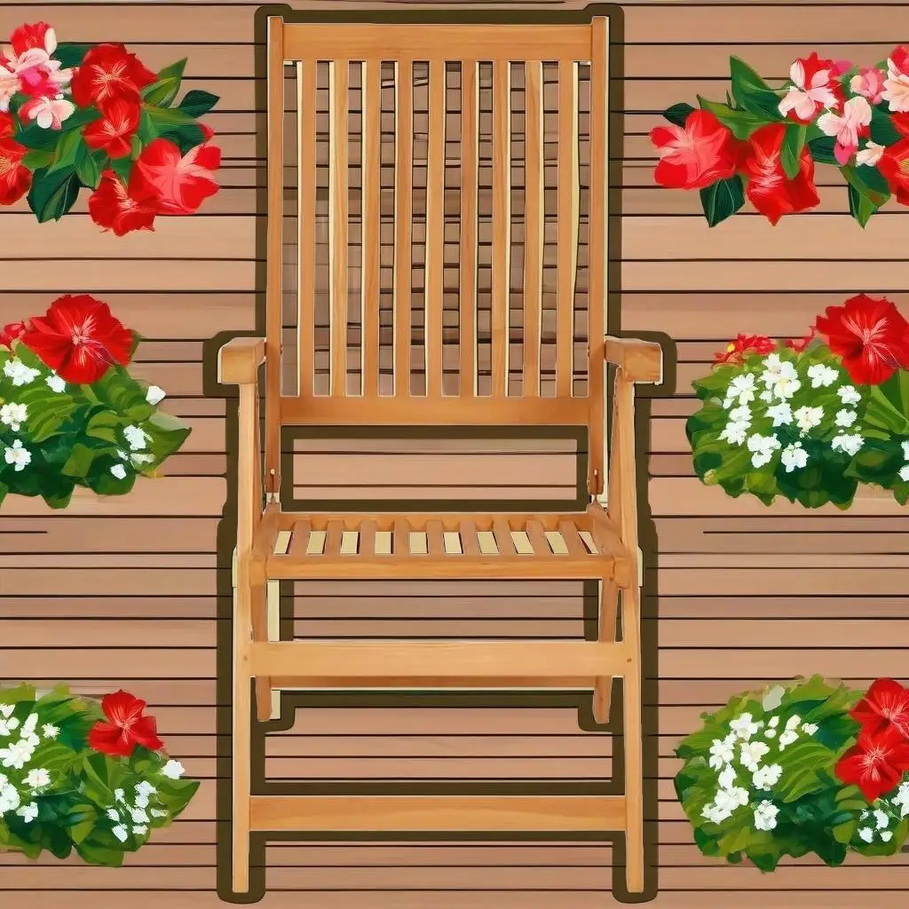 2 pcs Solid Teak Wood Patio Chairs with Red Cushions - Outdoor Seating Furniture