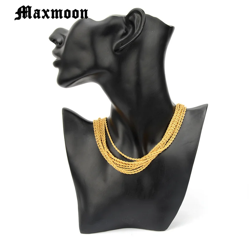 Maxmoon Hot sale Retail Wholesale Silver Color Necklace Women Man necklace 2mm 18,20,22,24 inch Twist Rope Chain jewelry