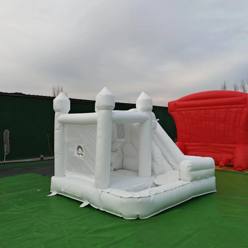 Backyard Kids Jumping Castle Blow up Bounce House With Pool Commercial Inflatable White Bouncy House With Blower