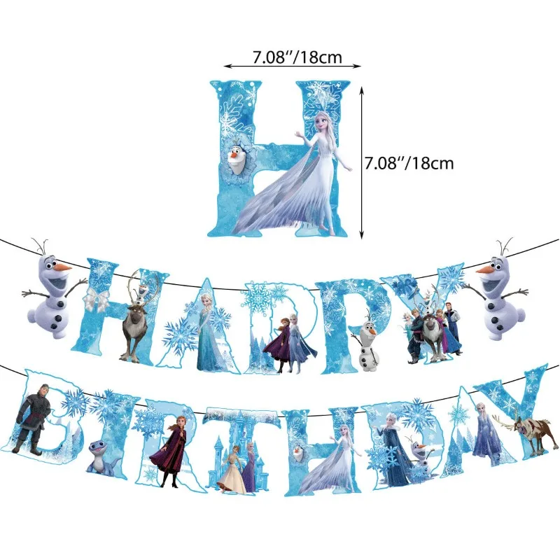 New Hasbro Elsa Creative Cute Anime Movie Character Theme Party Supplies Personalized Cartoon Flag Balloon Birthday Decoration