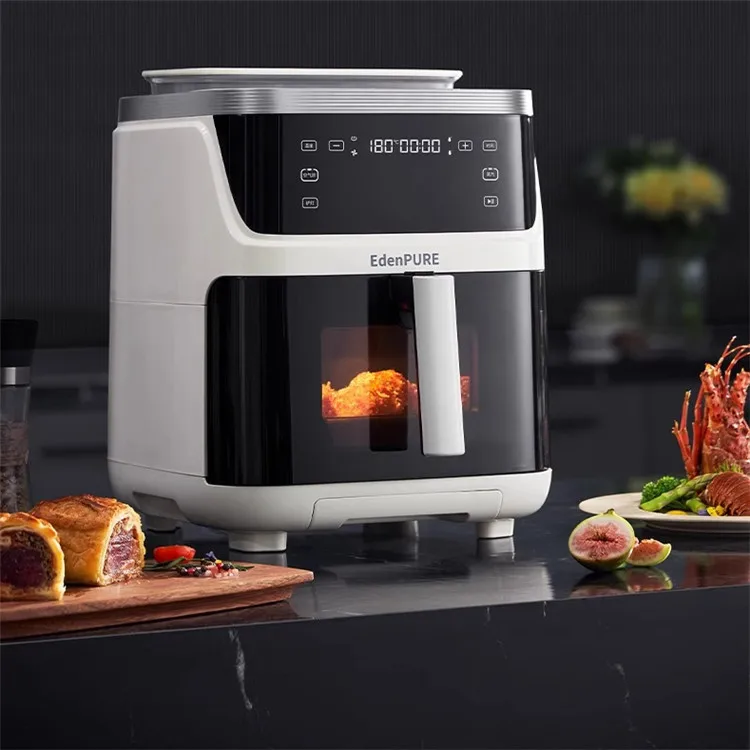 مقلاة هوائية بسعة كبيرة 7 لتر، خبز بخاري شفاف ومتعدد الوظائف