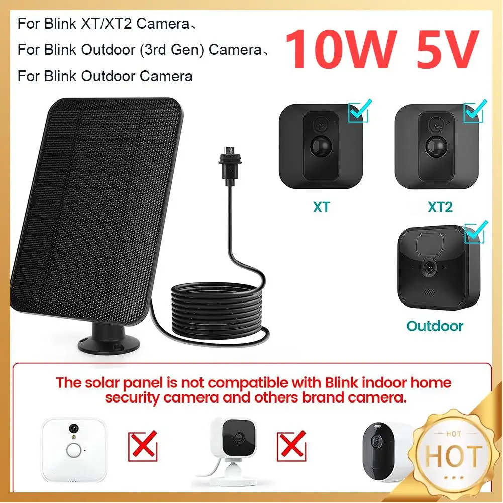 10W 5V Solar Battery Charger Waterproof Solar Power Bank Micro USB with Rubber Plug for Blink XT/XT2/Outdoor Camera(3rd Gen)