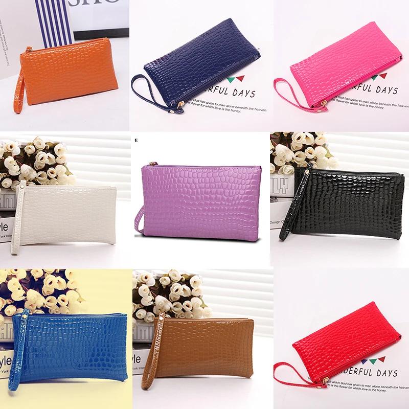 1PC PU Mobile Phone Bag Wallet Casual Solid Ladies Coin Zipper Portable Bags Phone Pocket Credit Card Square Bag