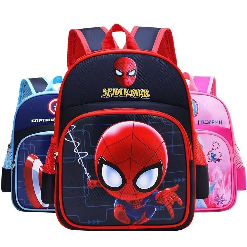 Hot Spider-Man Captain America cartoon cute schoolbag children 3-8 years old load reduction ultra-light shoulder bag wholesale