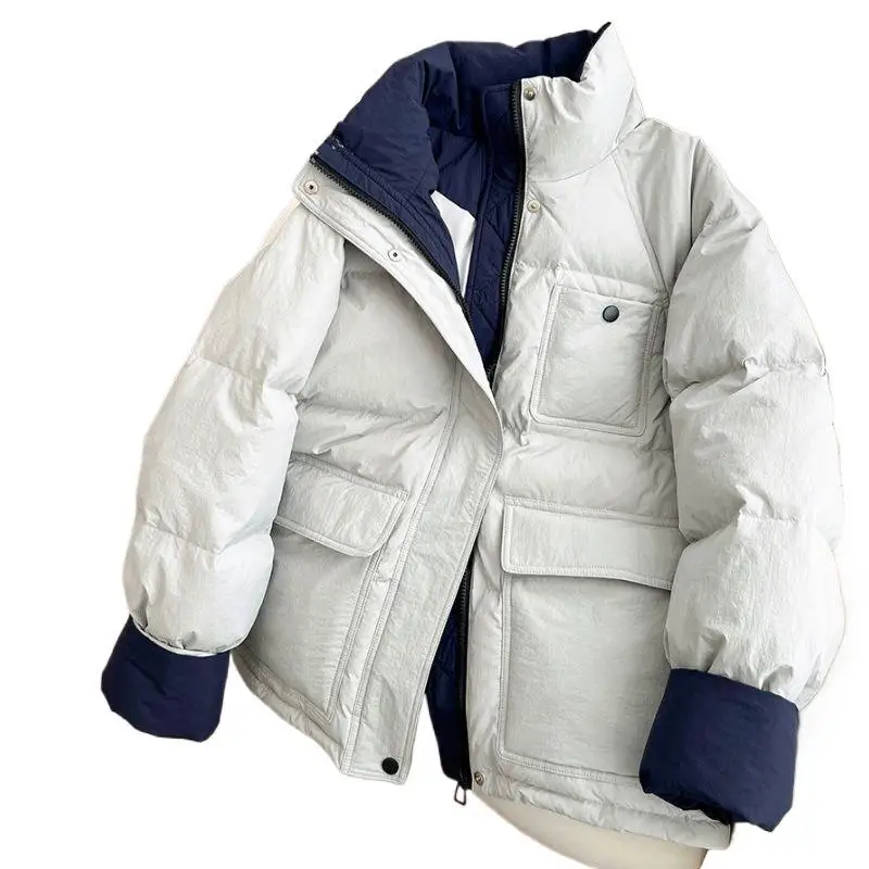 

Winter New Fashionable Korean Style Women's Cotton Jacket Short Loose Thickened Stand Collar Coat for Small Stature