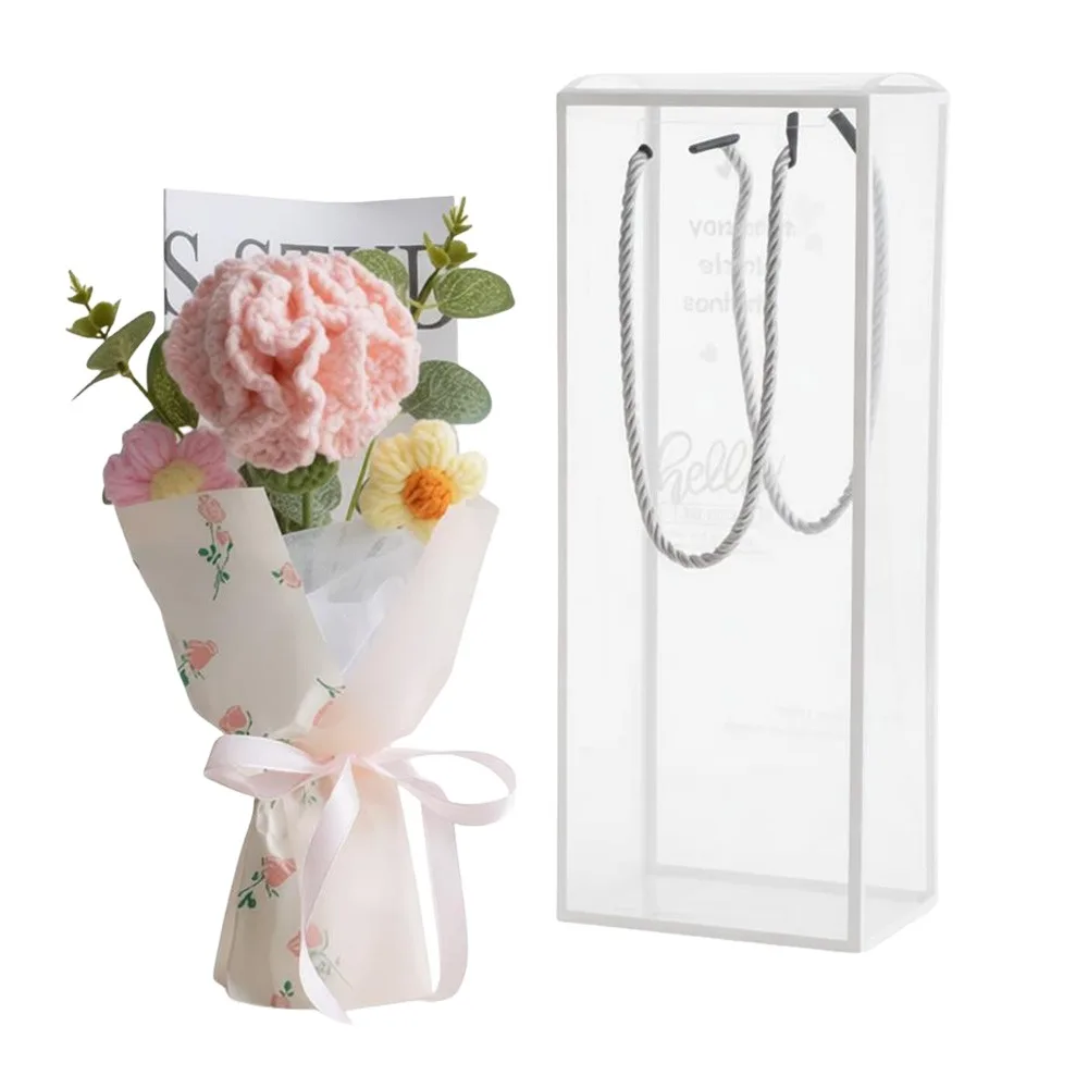 

Knitted Crochet Flowers Bouquet Handmade Photography Props Puff Rose Flower Bouquet Mother's Day Gifts