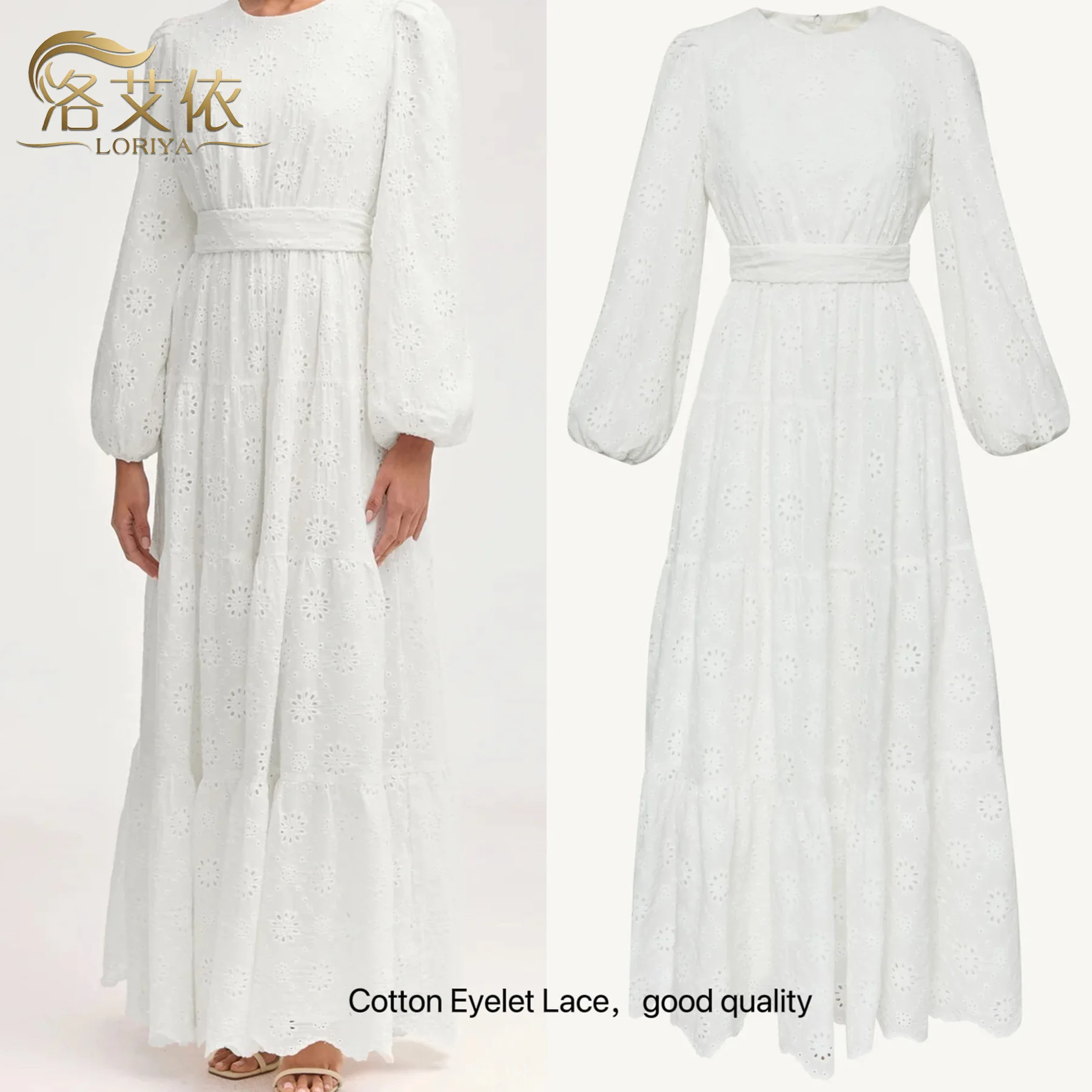 Femmes musulmanes longue Robe Maxi Abaya Robe dubaï moyen-orient pur coton brodé Robe florale