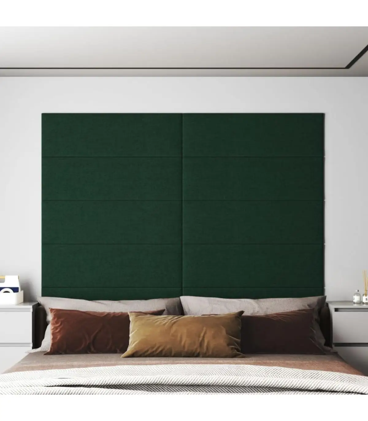 Wall covering wall panels 12 Pcts dark green fabric 90x30 cm 3,24 m²