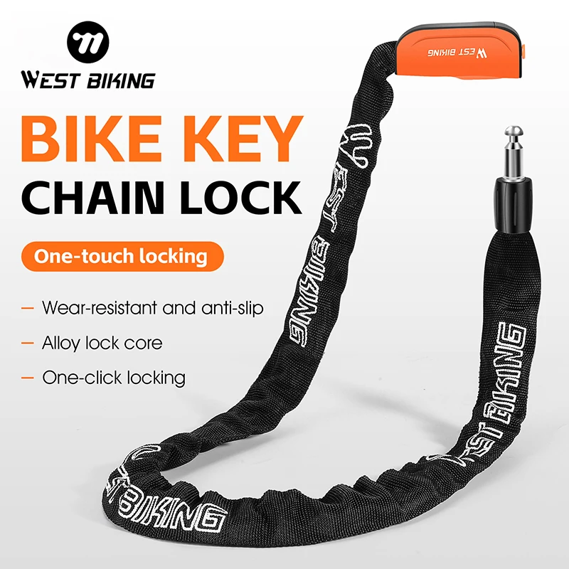 

WEST BIKING Bicycle Chain Lock Motorcycle MTB Bike Safety Chain Lock With 2 Keys Cycling Accessories Anti-theft Bike Locks