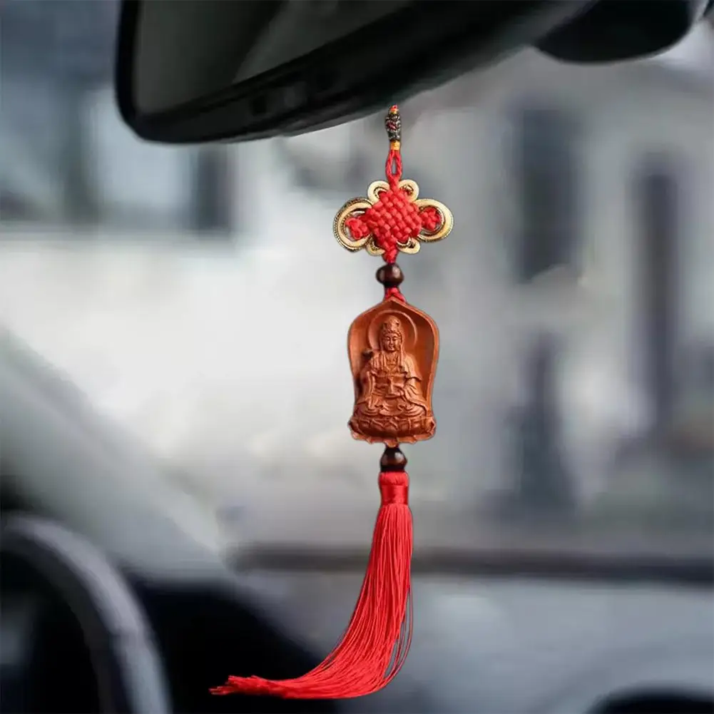Car Hanging Ornament Wooden Car Rearview Mirror Pendant Peace Sign Auto Interior Decor Gift