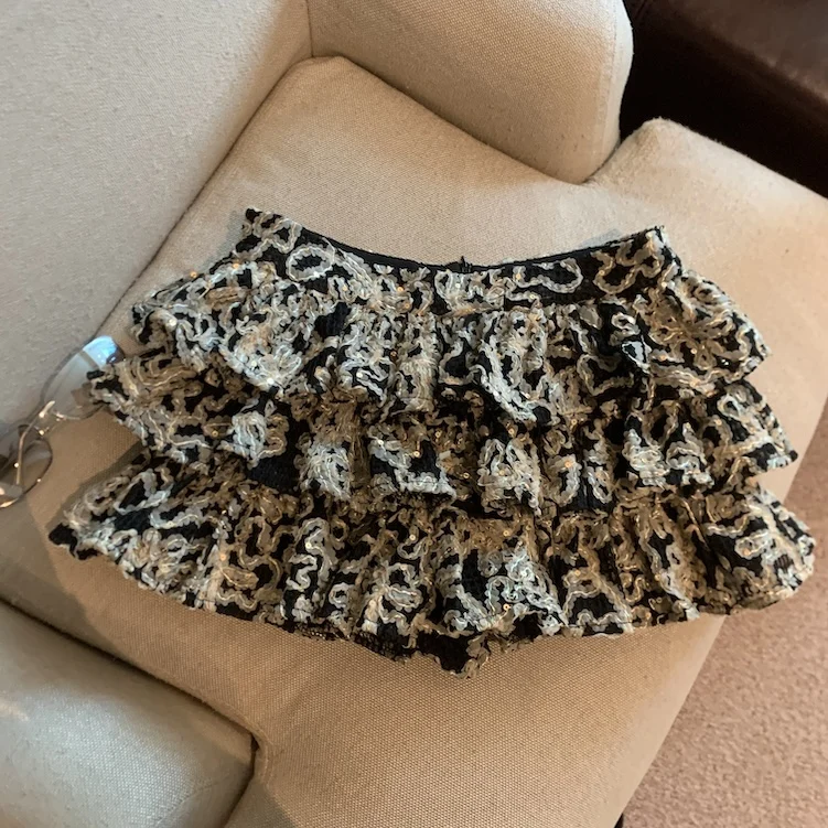 

Женская осенне-зимняя юбка-тортик с принтом и рюшами, женская милая многослойная мини-юбка трапециевидной формы с оборками