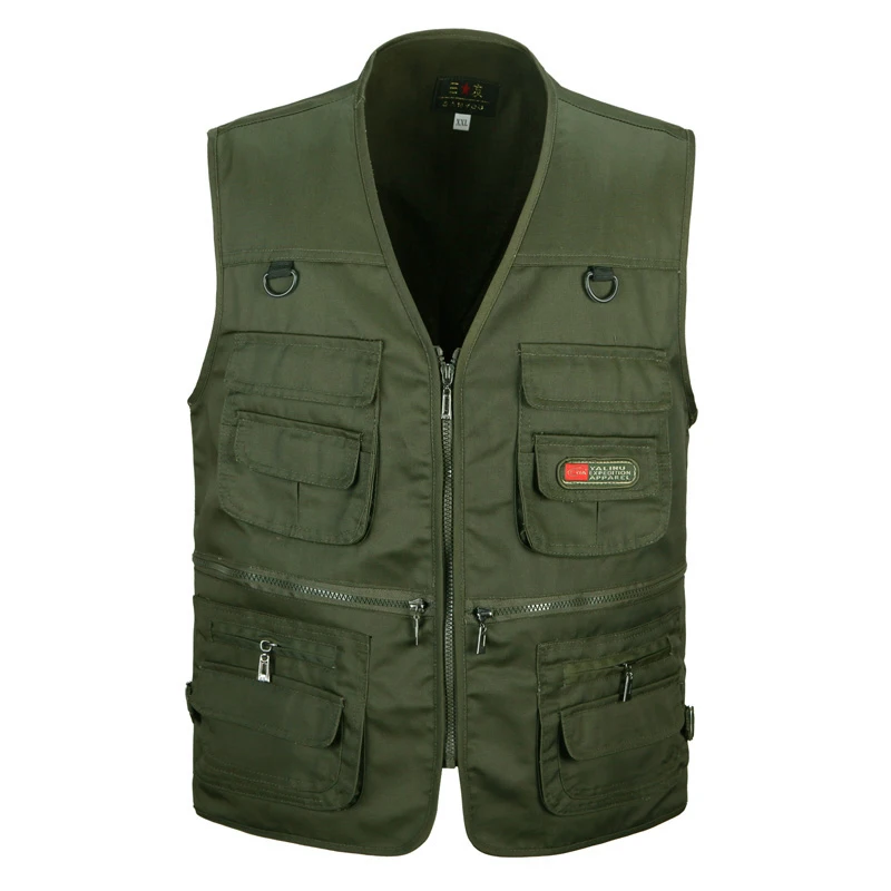 Summer Men Casual Vest With Many Pockets New Male Classic Zipper Thin Multi Pocket Photographer Work Waistcoat Sleeveless Jacket