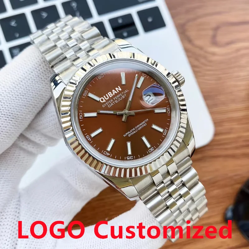 Quban 2025 Hot sale Clean 2813 Movement Date Just Automatic Watches for Men Luxury Mechanical Movement Luxury Fashion