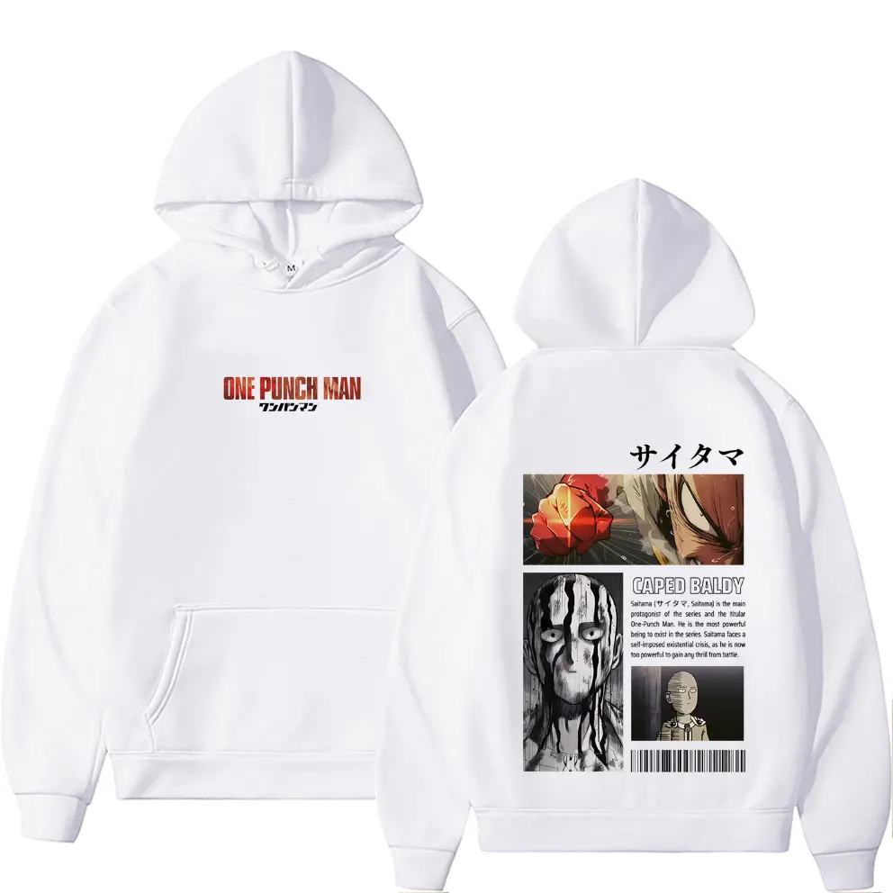 أنيمي واحد لكمة رجل Saitama الجرافيك هوديي الرجال النساء الكرتون مانغا موضة البلوز الرجال البلوفرات المتضخم للجنسين هوديس