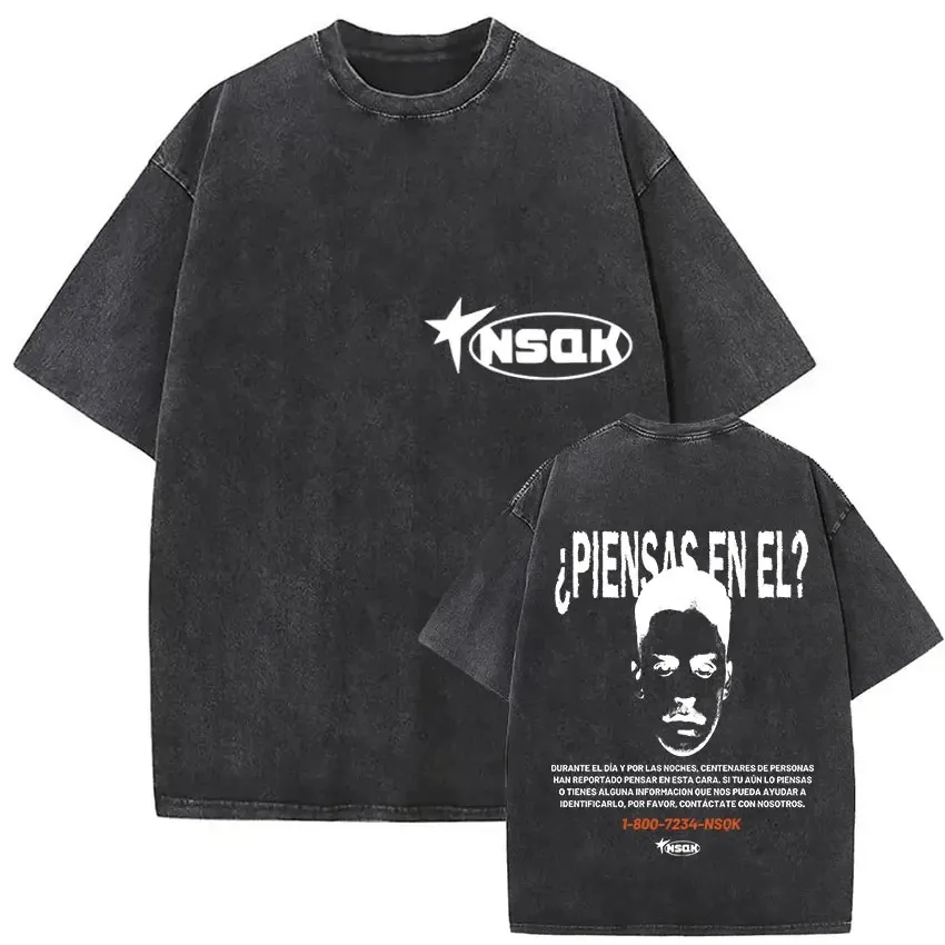 NSQK FLACO DONDE ESTAS Tour 2025 Vintage Lavado Camiseta Homens Mulheres Gótico Hip Hop Música Curto Roupas Clássicas Plus Size Algodão