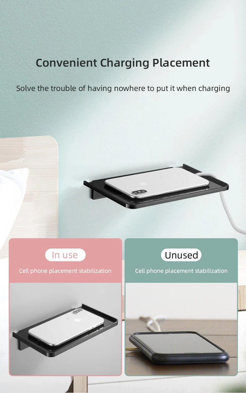 ABS Badezimmer Regal Lagerregal Schwarz Regale Wandhalter Duschkorb Telefonaufbewahrung Badezimmer Organisation WB8011 – Detail 6
