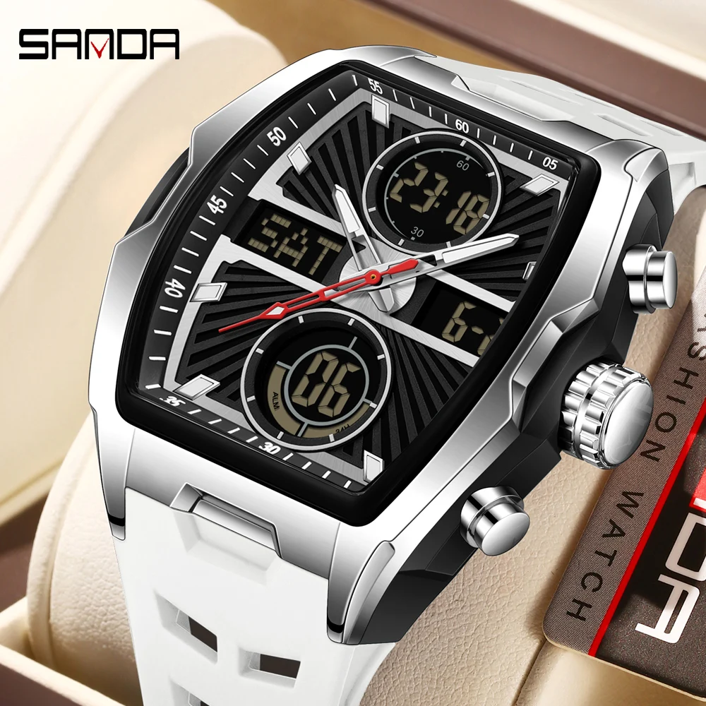 

SANDA лучший бренд класса люкс мужские часы двойной дисплей военные спортивные мужские наручные часы светящиеся водонепроницаемые цифровые кварцевые часы мужские