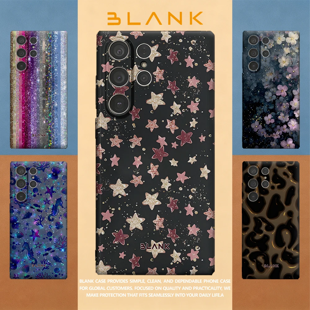 Glitter Stars For Samsung Galaxy S26 S25 S24 A56 A36 Phone Case Protection Cover for Women Girl Blank