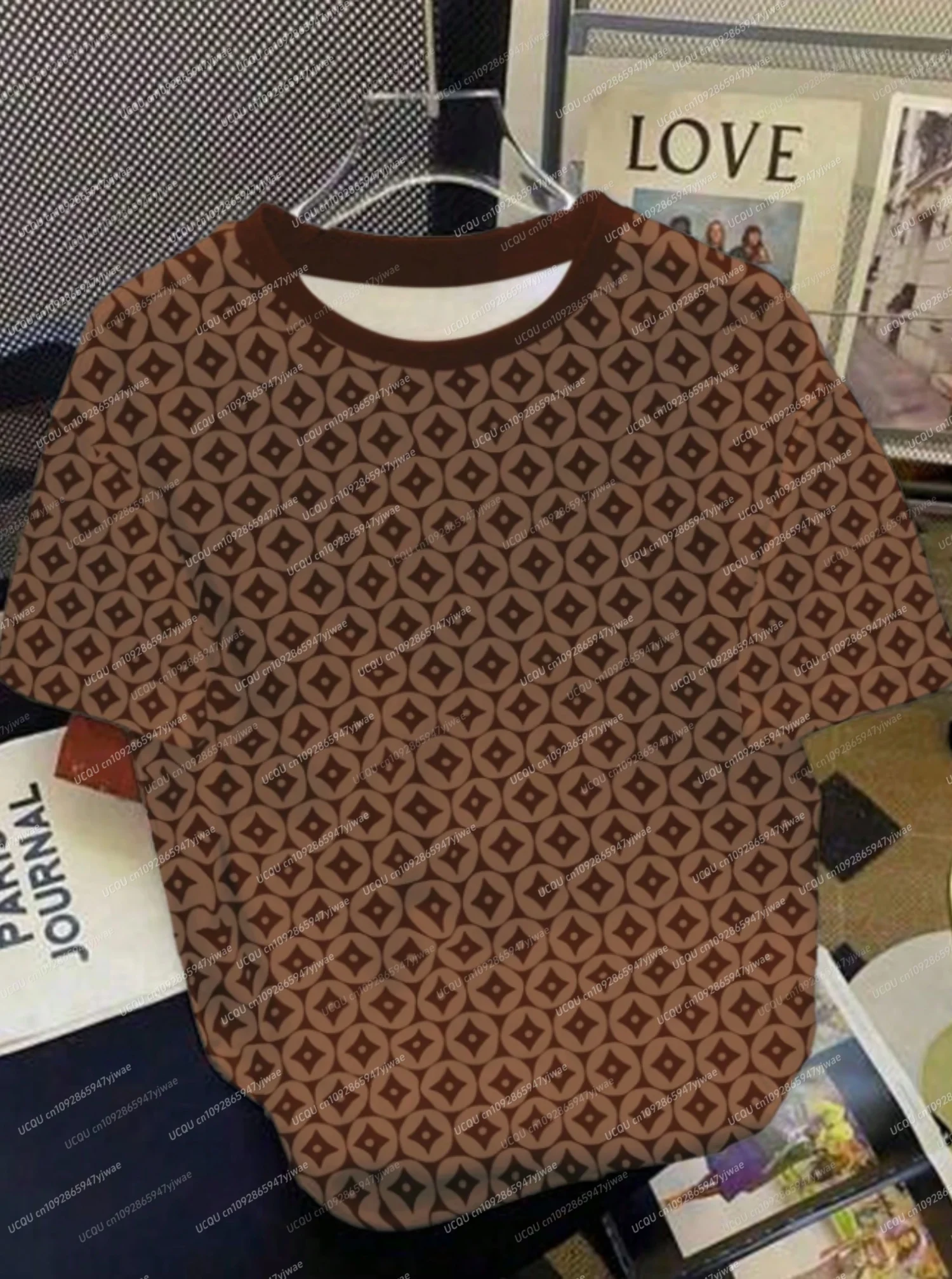 

2025 Women fashion Copper coin printing O-Neck Short Sleeve T-Shirt Summer Tee Baseball Jerseys Stripe Oversized Sport T-Shirt
