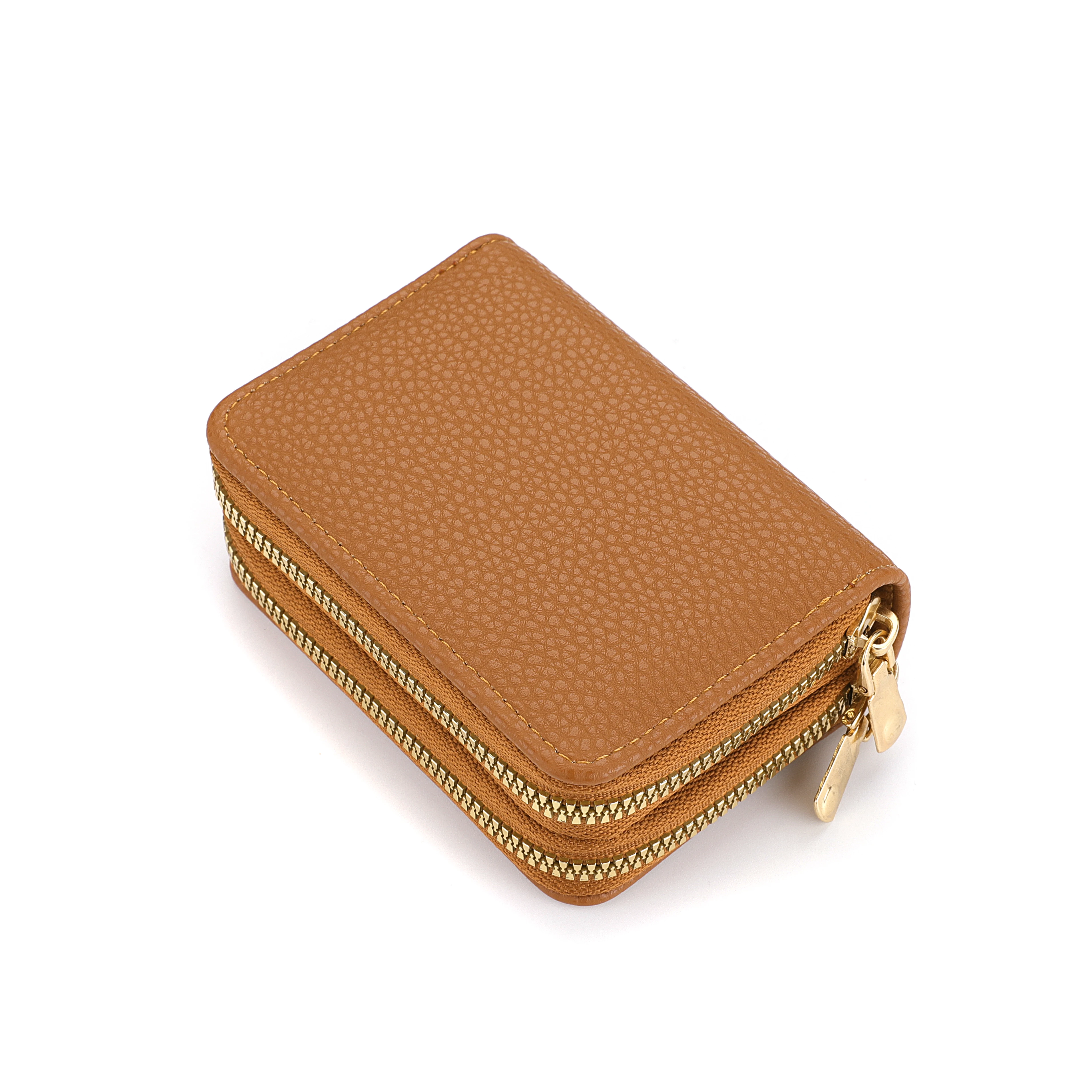 Kurze Geldbörse für Damen, Kartenhalter mit Litschi-Aufdruck, PU-Leder, Bank, Kreditkarte, Ausweishalter, Münztasche mit Reißverschluss – Detail 7