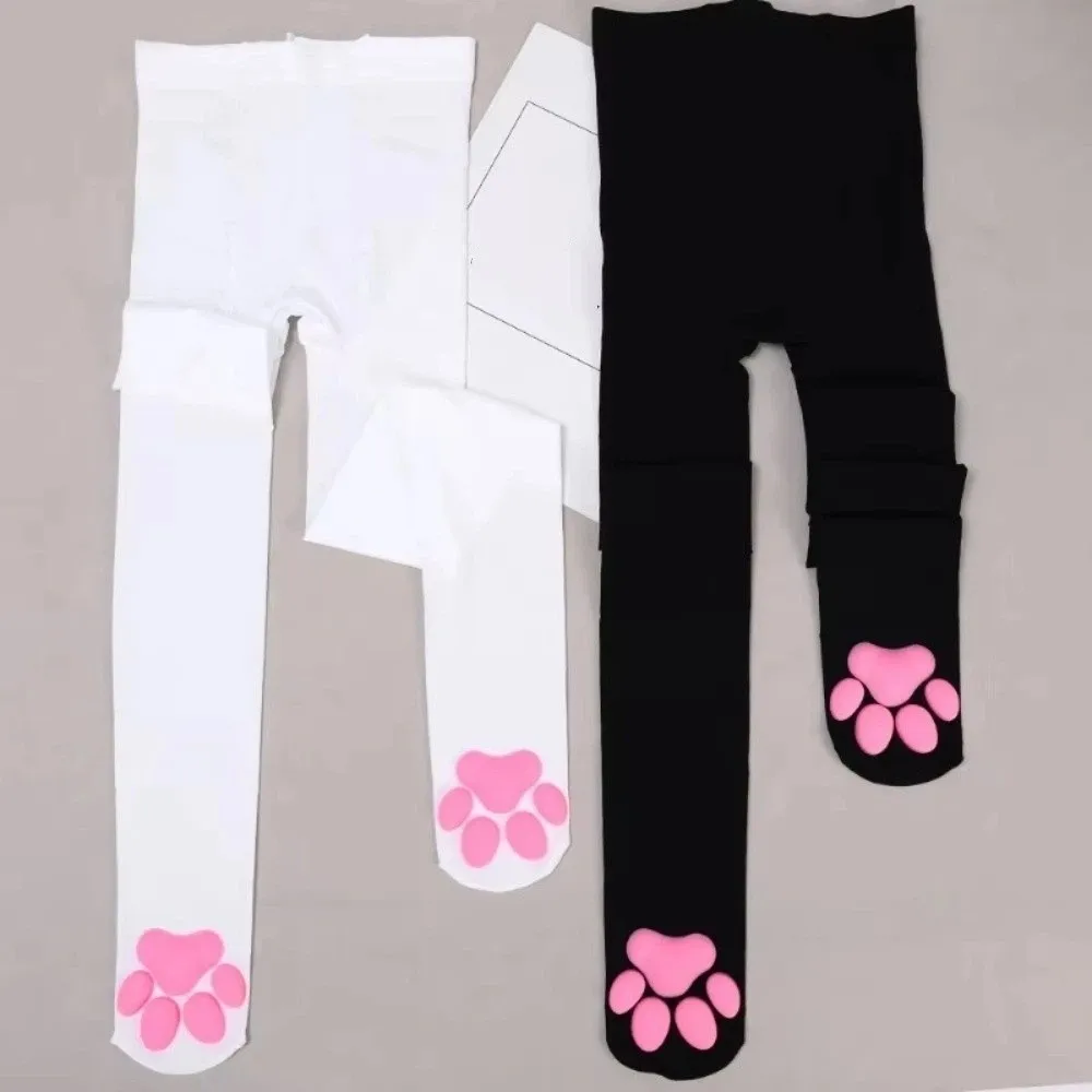 Cat Girl Cute Style Cat Paw Pad Stockings Long Length Gothic Lolita JK Tights Harajuku 3D Cat Claw Pantyhose Lolita