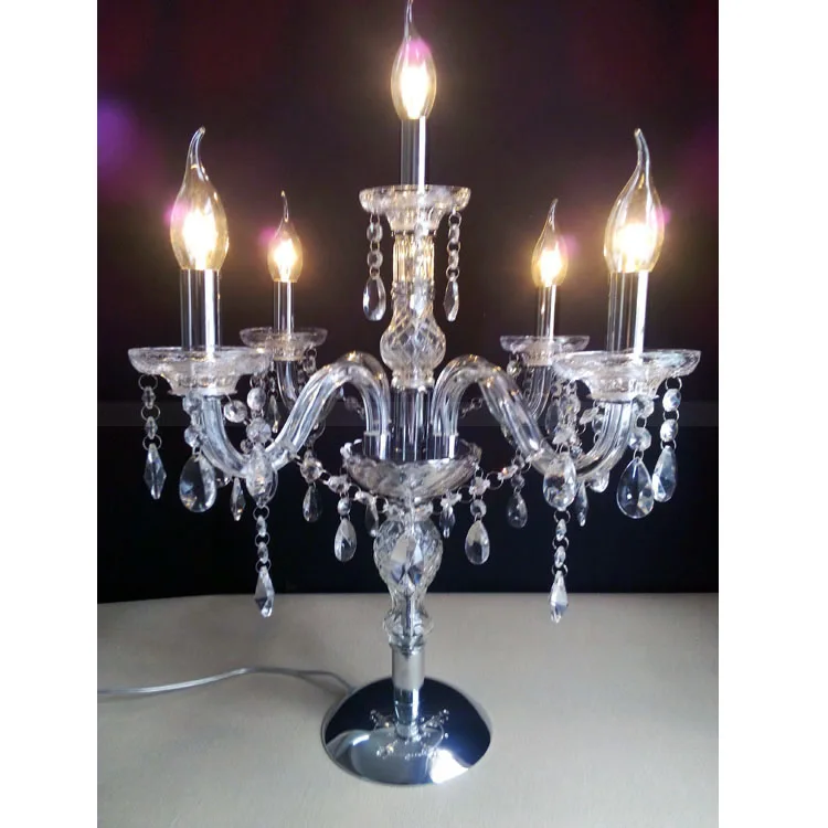 

European style table creative decorative lamp, luxury candle crystal table lamp, European style living room bedroom bedside lamp
