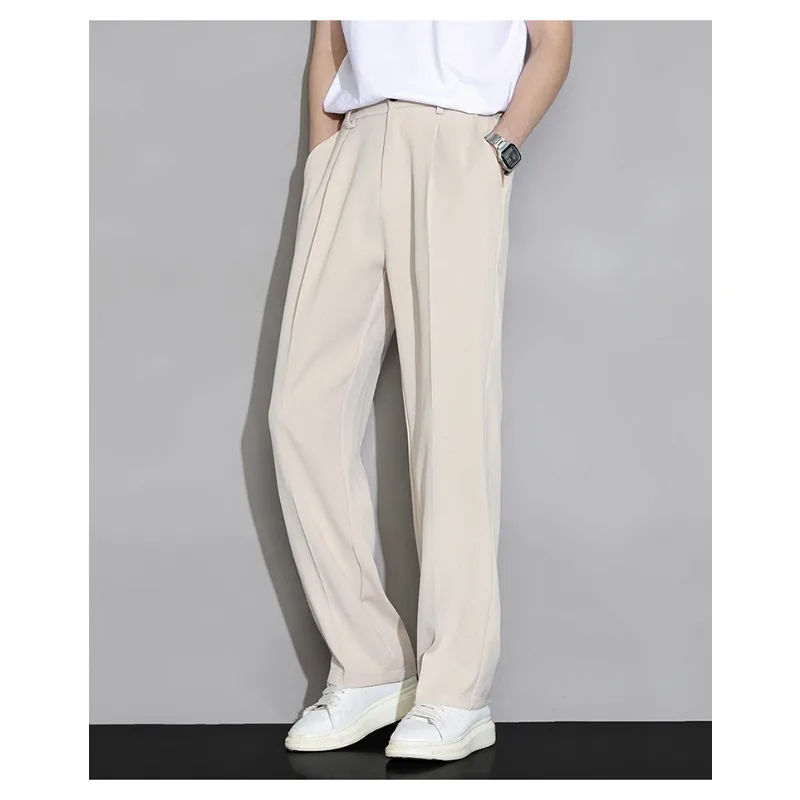 Cool and Silkysmooth,stay Stylish All Summerlong:men’sdrapeyice-silkcasual Trouserslightweight and Breathableexuding Urban Style