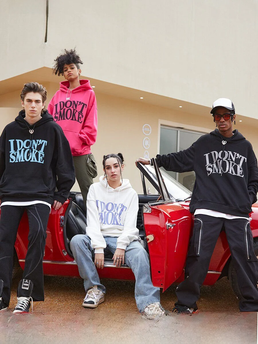 

Done American Sle Street Autumn Winter Fce Lined Hoodie Couple Print ing Logo Casual Loose Fit Cotton Polyester ...