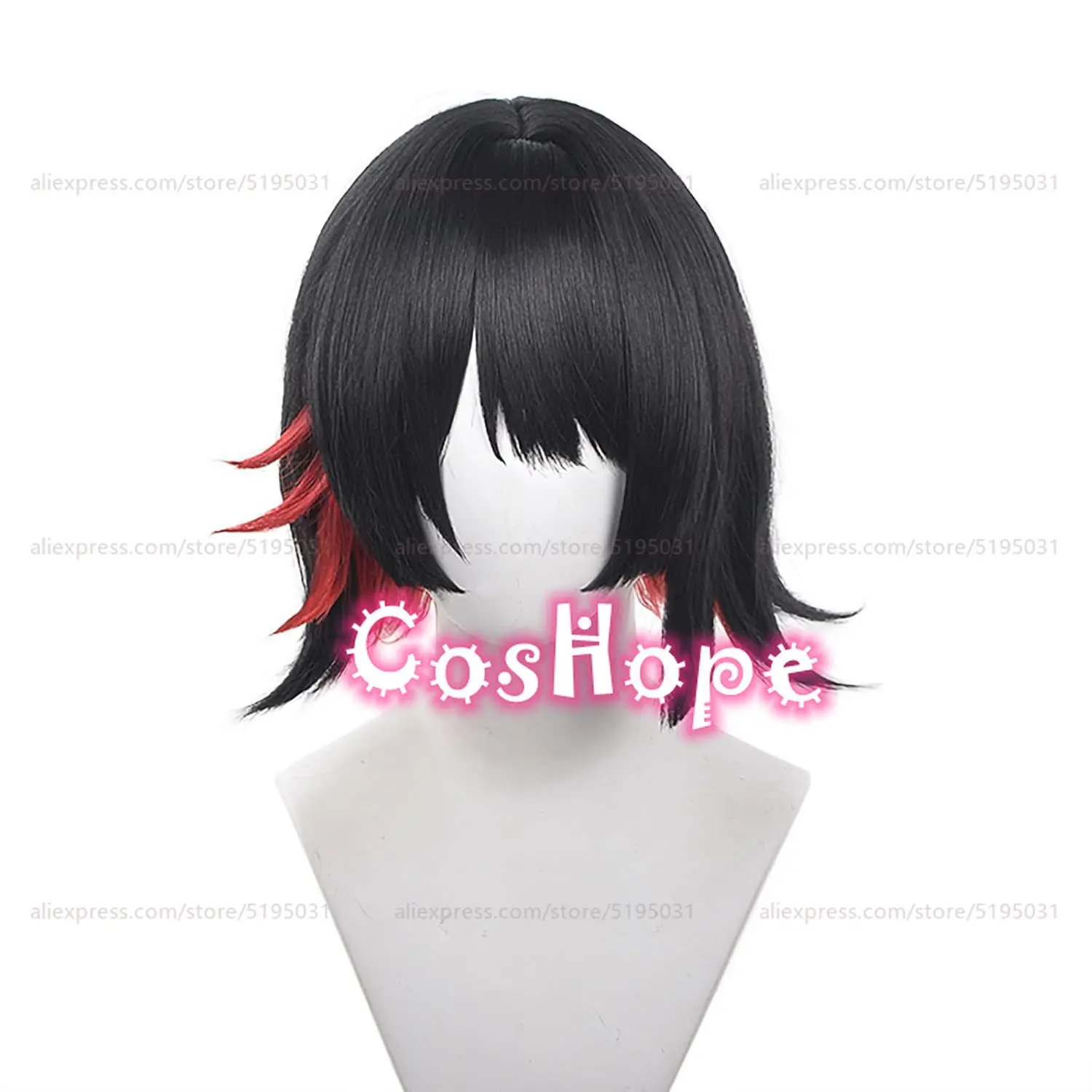 ZZZ Ellen Joe Cosplay 35cm Short Black Red Mixed Wig Cosplay Anime Cosplay Wigs Heat Resistant Synthetic Wigs Halloween