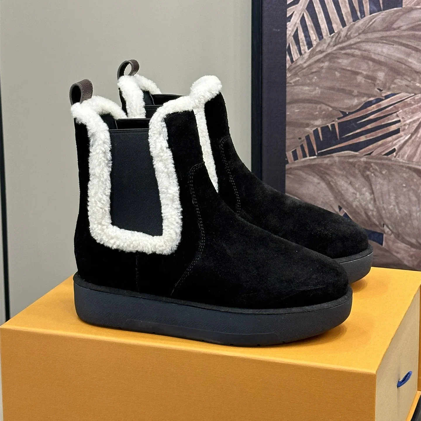 New Shoes Women Size35-41 Natural Cow Suede Snow Boots Wool Ankle Boots Flat Platform Winter Designer Shoes Zapatillas De Mujer