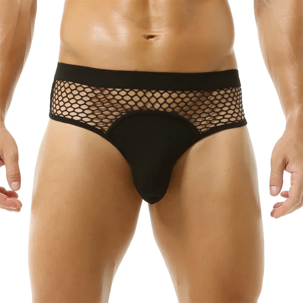 

Men's Low Waist Soft Mini Trunks Sexy Mesh Hollow Out Underwear Breathable Elastic Boxer Shorts Fishnet See Through Underpants