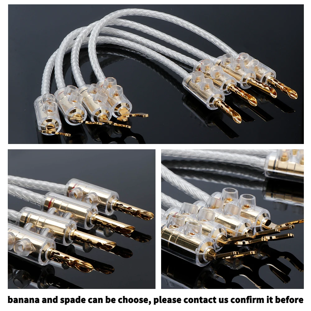 4 Stück OCC Versilberte Verbindungskabel Audiokabel Bananenstecker Y-Stecker Lautsprecher-Brückenkabel OCC Verstärker-CD-Verbindungskabel – Detail 1