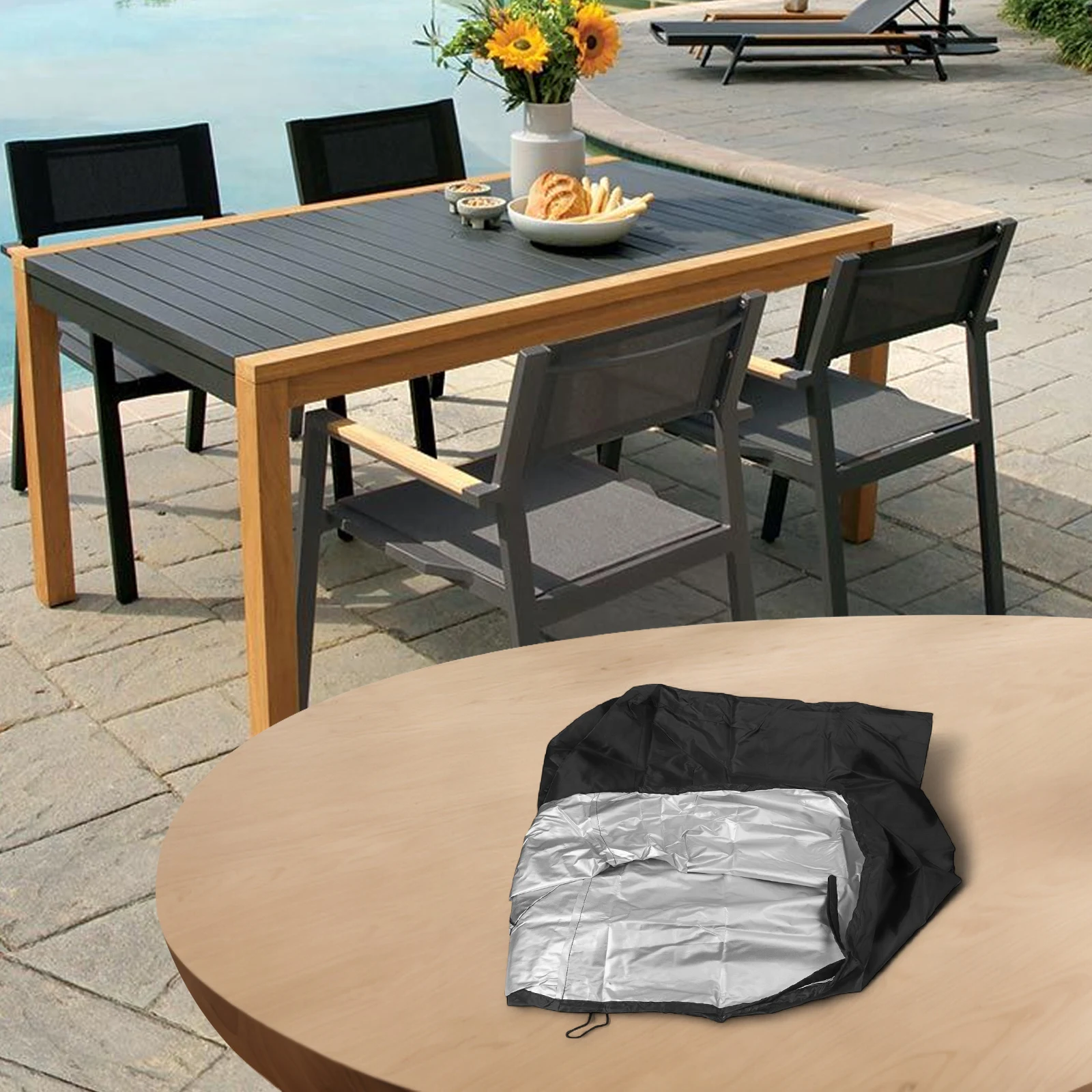 For Benches For Chairs UV Resistant Cover Waterproof Cover 200 * 100 * 75cm 210D Oxford Fabric Adjustable Drawstring