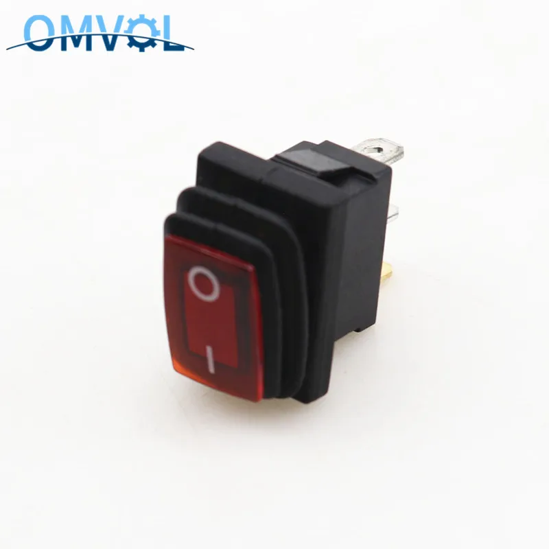 KCD1 waterproof 12v mini toggle switch led light latching 3pins on off conffee machine button rocker switch