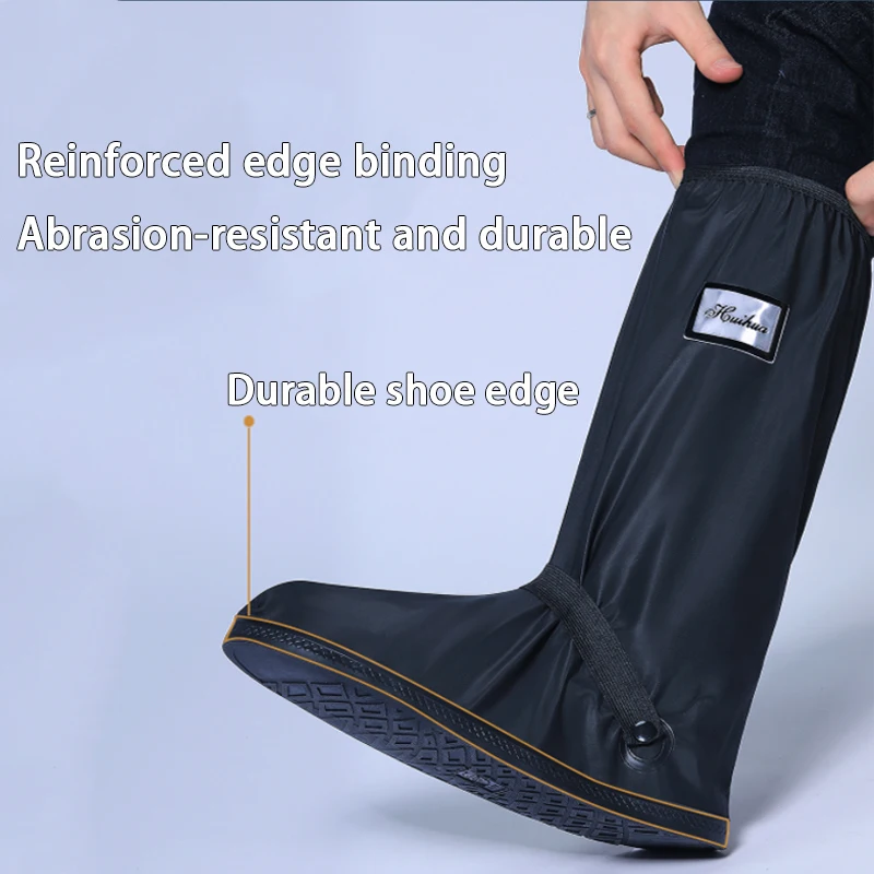 1Pair Rain Boots High tube Shoe Cover 42cm Tall durable Waterproof shoe protector Thick non-slip outdoor shoe cover image 3