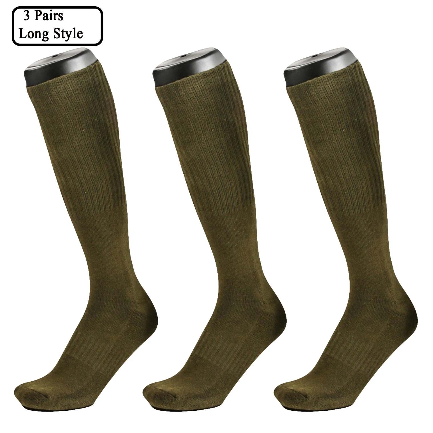 

3 Pairs Men Knee High quality green Sports Military Army Socks Stockings Thicken Long Wool army oudoor warm Hiking sport socks