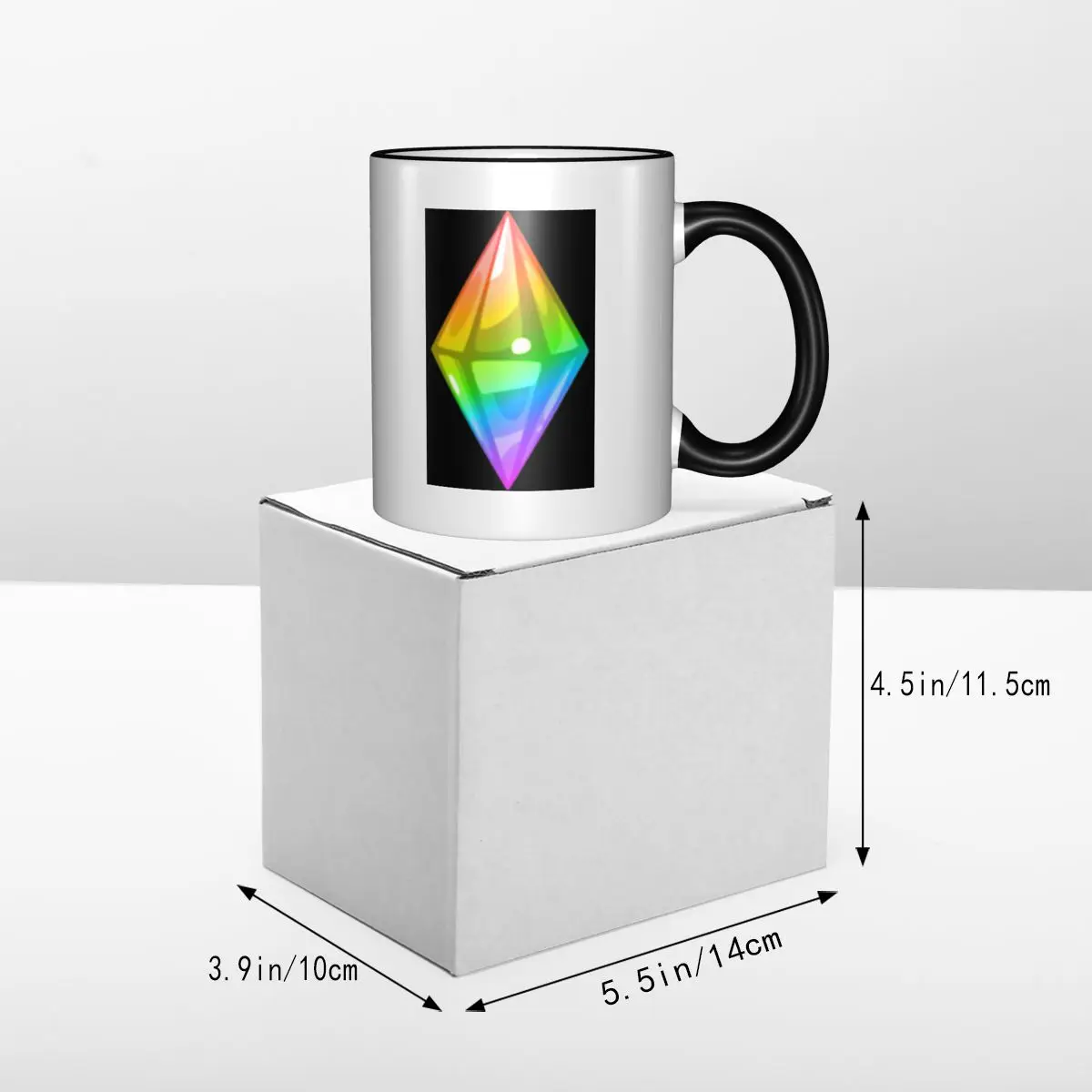 Rainbow Plumbob Mug Funny Ceramic Coffee Cups Tea Mugs Milk Cup Drinkware Gift for Woman Man
