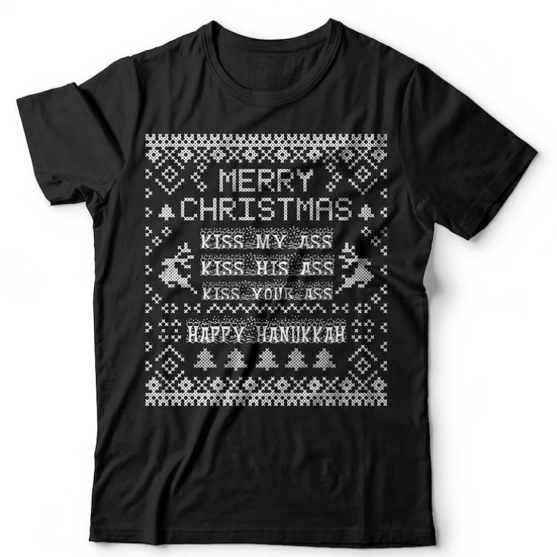 Funny Christmas Popular Culture Movie Quote Unisex T-shirt Happy Hanukkah Merry Christmas Tee Shirt Classics Graphic T Shirts