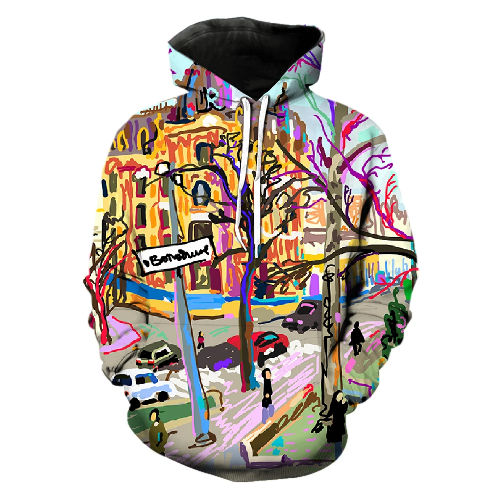 Abstract Art Graffiti Men's Hoodies Oversized With Hood Jackets Pullover Cool 2022 Hot Sale Teens Tops Long Sleeve Unisex Casual