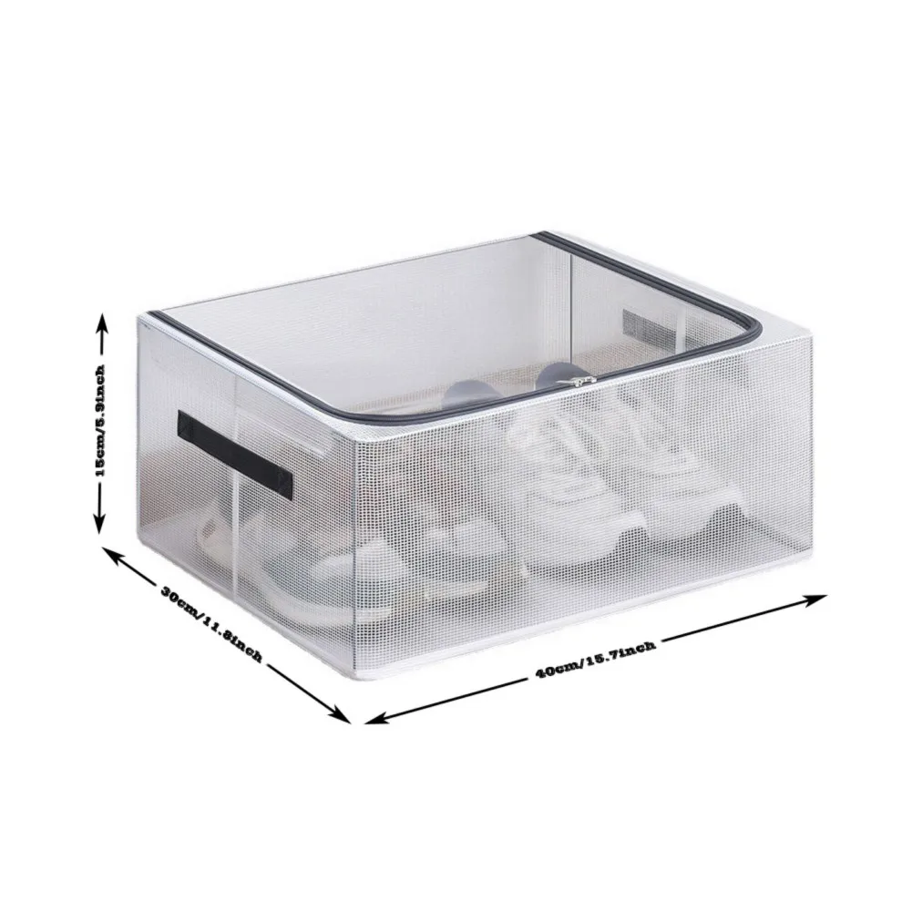 18L Large Capacity Iron Shelf Transparent Dustproof Shoe Box Waterproof PE Shoe Storage Box for Two Pairs of Shoes