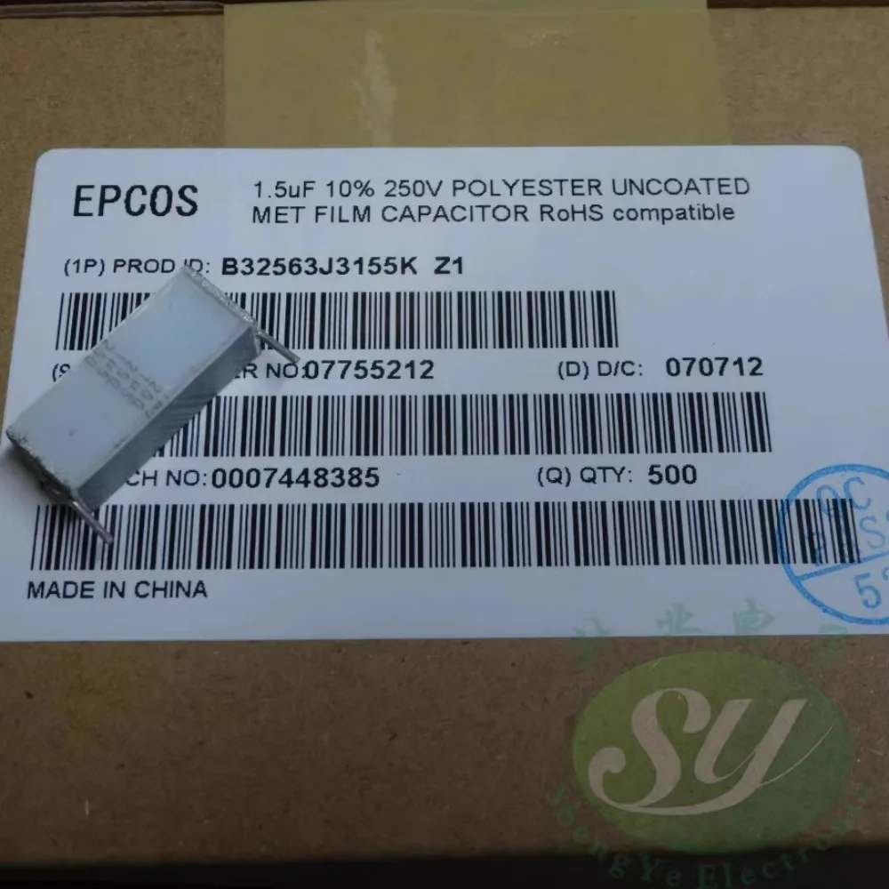 

10PCS EPCOS 1.5uf/250v 1u5f 155 Brand-new 22mm multi-layer cake capacitor
