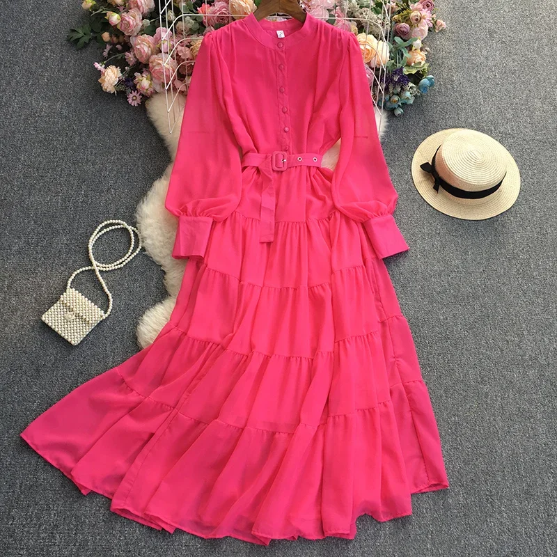 Ladies High Waist Chiffon Bohemian Maxi Dress for Women Summer Fashion Casual Female Party Long Dress Cheap Wholesale BPA679 2