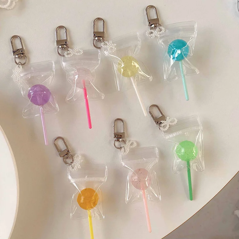 1PC Luminous Candy Bag Charms Creative Present Transparent Lollipop Keychain