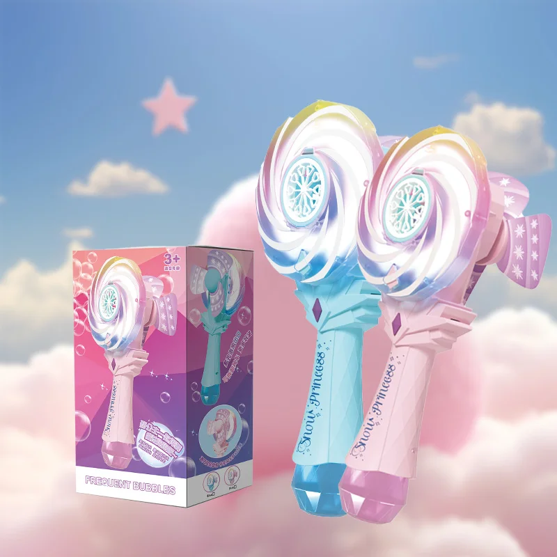 Seifenblasengebläse für Kinder, handgehaltener elektrischer neuer Windmühlen-Seifenblasenstab, Spielzeug für kleine Mädchen